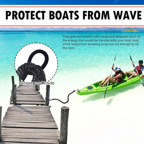 316 (2, 4 Single Hook Bungee Dock Lines Heavy-Duty Elastic Mooring Ropes for Boats, PWCs & Kayaks | Adjustable PVC