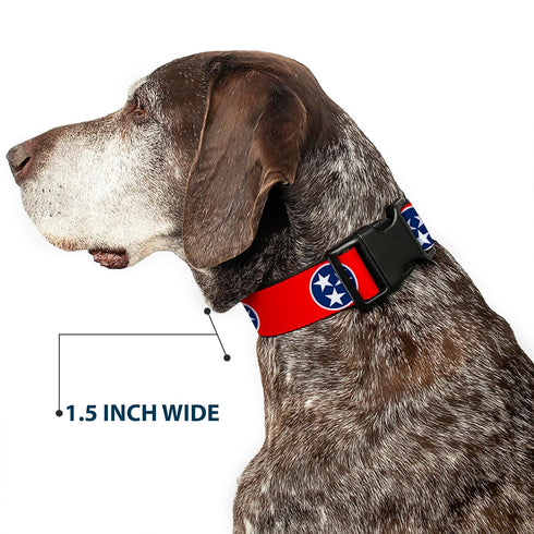 Buckle-Down Plastic Clip Collar, Tennessee Flag Stars Red/White/Blue, 1" Wide, Fits 15-26" Neck