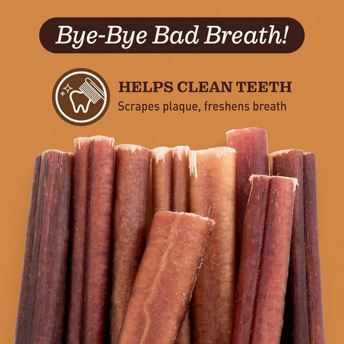 EVER FARM (6", 25 Pack) 100% Odor-Free Standard Bully Sticks Grass-Fed Beef Pizzle Dog Chews, Fully Digestible