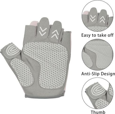 KorhLeoh Workout Gloves for Women Breathable Exercise Gloves for Weight Lifting Gym Training Cycling with Grip Cushion