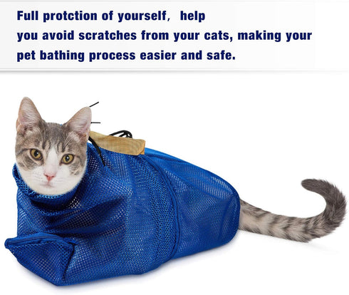 Weewooday 2 Pieces Cat Grooming Washer Mesh Bag - Adjustable Breathable Muzzles for Bathing and Nail Trimming