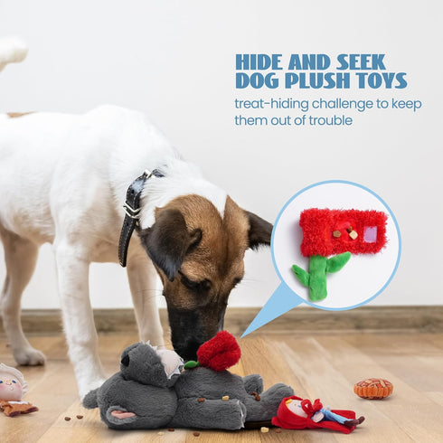 Nocciola Fairy Tale Squeaky Dog Toys, Cute Interactive Plush Stuffed Hide and Seek Cognitive Puzzle Puppy Crinkle Chew