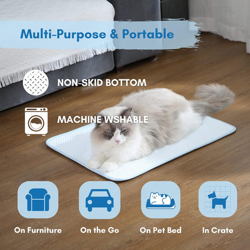 Dog Cooling Mat, Cat Cooling Mat, Ultra Breathable Machine Washable Cooling Pad for Dogs, 18x14 Inches Small