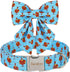 Unique Style Paws Thanksgiving Dog Collar with Bow Tie, Blue Turkey, for Small Medium Large Dogs, Autumn Winter Gifts -