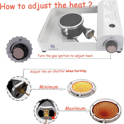 Portable Camping Stove, Windproof Infrared Butane Burner with Carry Box for Hiking Picnic