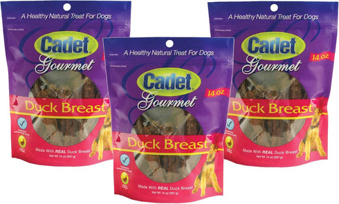 Cadet Duck Breast Dog Treats, 3 Bags of 14-Ounce