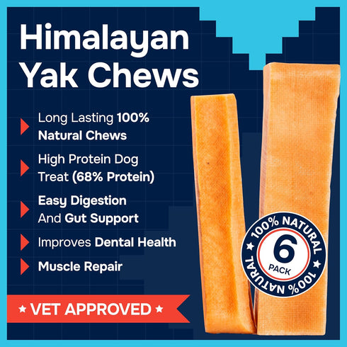 100% Natural Yak Cheese Himalayan Dog Chews for All Breeds - Lactose Free Yak Chews for Small, Medium & Large Dogs - Dental Cleaning Dog Chews for Aggressive Chewers - Long Lasting Odor & Gluten Free
