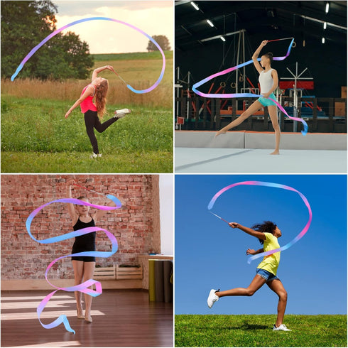 Gymnastics Ribbon 2 Pack, Colorful Dance Band with Stick, Ideal for Children’s Birthday Party or Christmas