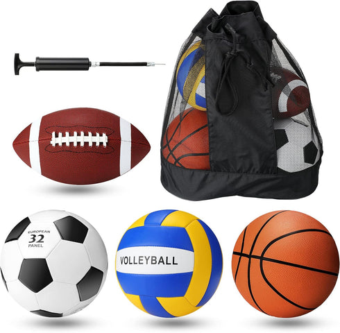 Jerify 4 Pcs Sport Balls Set Official Size Athletic Balls Include Soccer,
