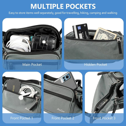 ProCase Fanny Pack Waist Packs for Men Women, Hip Pack for Travel Hiking Running Outdoor Sports - Grey