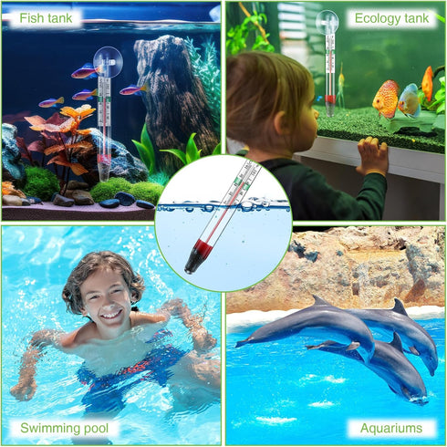 2 Dreyoo Pcs Floating Aquarium Thermometers, Floating Glass Aquarium Thermometer with Suction Cup, Mercury Free Large