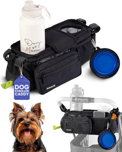 rubyloo Dog Stroller Caddy Organizer with Poop Bag Dispenser, Treat Pocket, Water
