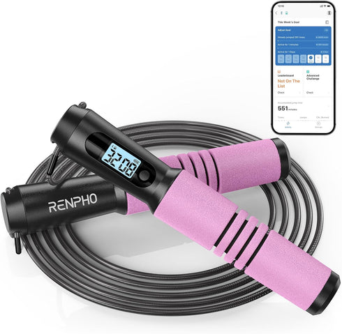 RENPHO Smart Jump Rope, Fitness Skipping Rope with APP Data Analysis for Home Gym, Crossfit