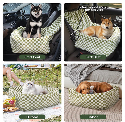 30 lbs(Grid Dog Car Seat for Small Dogs,Medium Dog Car Bed with Detachable Washable Cover,Pet Puppy Booster Cars Seats