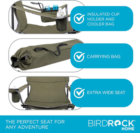 Internet's Best XL Padded Camping Folding Chair - Cooler Bag - Outdoor - Sports - Insulated Cup Holder - Heavy Duty