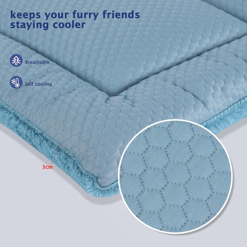 Dog Bed Mat, Dog Crate Pad Reversible,Soft Kennel Pad, Washable Dog Crate Mat (Cool and Warm),Pet Sleeping Mattress for Small Medium Dogs XB009 (18''x13'',Blue)