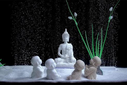 Carefree Minimalist Sandstone Buddha Fish Tank Decor, Bring Home a Ray of Sunshine