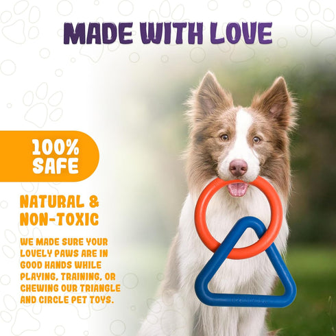 Interactive Durable Dog Chew Toys for Aggressive Small Medium Large Breeds, Indestructible Rubber Triangle Ring