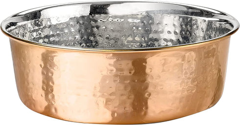 Neater Pet Brands Hammered Decorative Designer Bowls, Luxury Style Premium Dog and Cat Dishes, Large, Copper