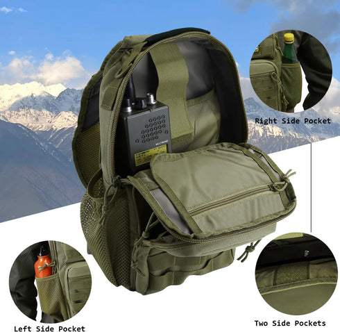 Pack Backpack Rover Sling Tactical Shoulder Sling Bag with Bottle Holder Crossbody Chest Bag, Olive