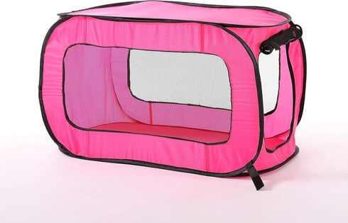 Beatrice Home Fashions Portable, Collapsible, Pop Up Kennel Travel Cat and Dog Crate, 24" L x 16.6" W x 16" H, Fuchsia