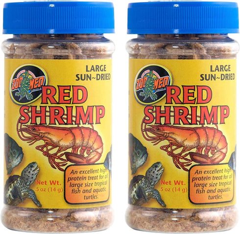 Zoo Med 2 Pack of Large Sun-Dried Red Shrimp, 0.5 Ounces Each, Treat for Large Tropical Fish & Aquatic Turtles