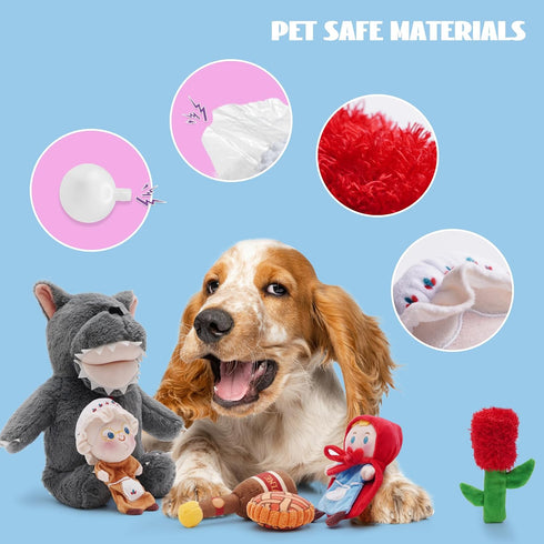 Nocciola Fairy Tale Squeaky Dog Toys, Cute Interactive Plush Stuffed Hide and Seek Cognitive Puzzle Puppy Crinkle Chew