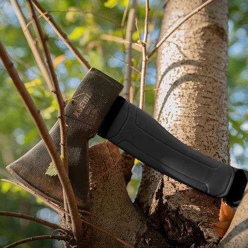 KSEIBI Wood Axe - 14 Inch Small Outdoor Camp Hatchet for Splitting Wood, Forged Steel Blade