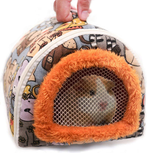 KAMEIOU Travel Carrier for Small Animals, Hedgehog, Hamster, Guinea Pig Pouch Bag with Detachable Strap