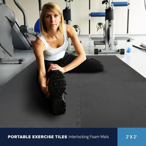 Flooring Inc's Puzzle Exercise Mats, EVA Foam Interlocking Floor Mats for Protective, Cushioned Workout Flooring