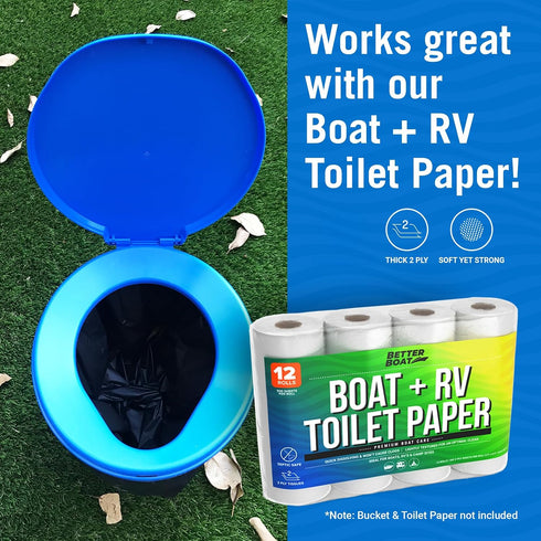 5-Gallon 8-Gallon Better Boat Portable Camping Toilet Kit, & Bucket Toilet Seat with Lid, Waste Bags & Carry Case