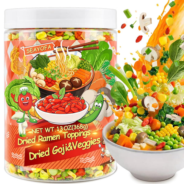 13oz Mixed Dehydrated Goji & Vegetables, 9 Kinds Dried Ramen Toppings with