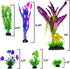 Fish Tank Decorations, Plastic Artificial Plant Set, 11 Pieces Medium/Large Flower Ornament for Freshwater & Saltwater