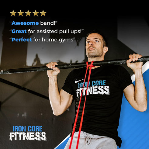 Pull Up Assistance Resistance Bands by Iron Core Fitness- Strength Power Flexibility Training at Home or Gym. Ebooks and Workout Chart Included. by Iron Core Fitness