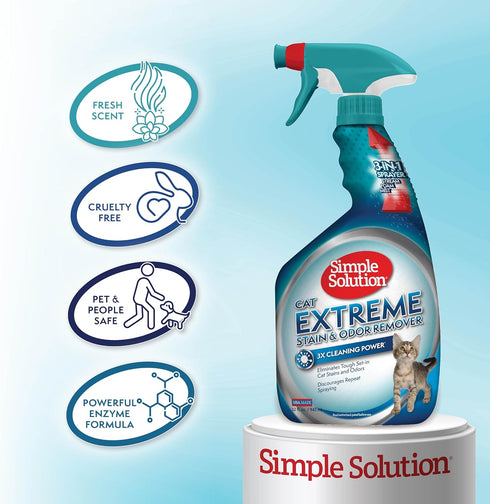 32 oz (Pack 2) Simple Solution Extreme Pet Stain and Odor Eliminator, Enzyme Dog Urine Odor Neutralizer, Pet Carpet