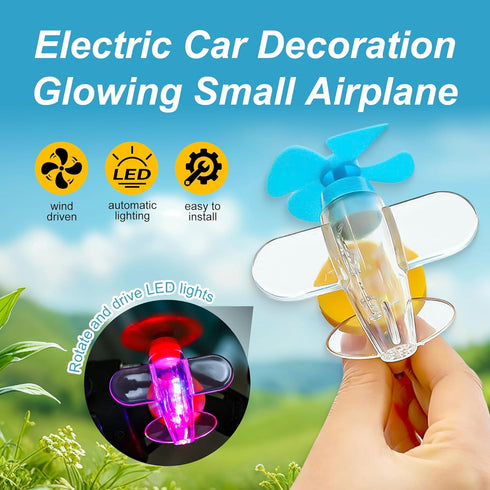 YOUNEEDFUL 2PCS Wind Driven Bicycle Lights, Cute Airplane Handlebar Pendant with LED Lights, Accessories for Electric
