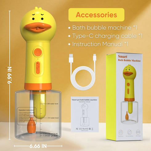 Electric Dog Shampoo Dispenser, Dog Shampoo Sprayer Duck Foamer for Bathtub and Kitchen Sink Cleaning