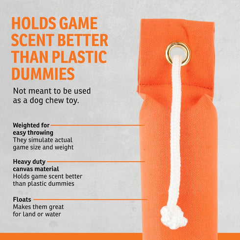 Dummies Dummy 2.75" 12" SportDOG Canvas - Hunting Dog Training Tool - Game Scent Absorber - Water-Ready Bumper
