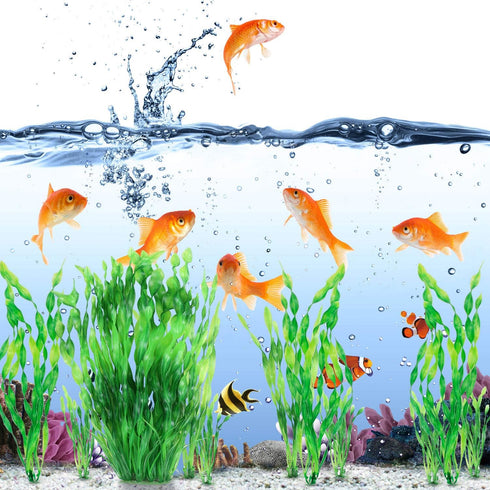 MyLifeUNIT 13 Pack Artificial Aquarium Plants, Plastic Seaweed Water Plants for Fish Tanks (Green)