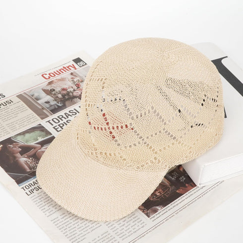 Stylish Summer Beach Cap Women Men Straw Baseball Cap Woven Visor Sunhat Casual Travel Cap
