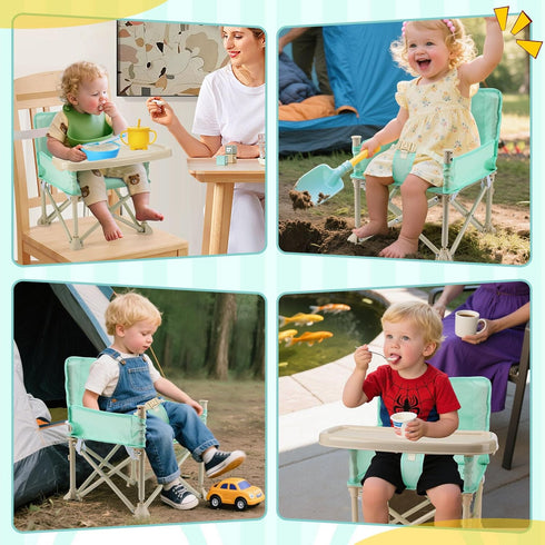 Toddler Beach Chair for Baby - Lightweight Kids Folding Camping Chair with Tray and Storage Bag, Easy to Clean, Safe
