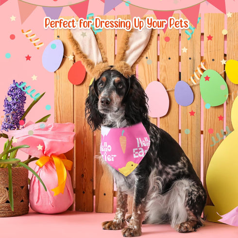 100 Kacctyen Pcs Easter Dog Bandanas Bulk Dog Adjustable Cute Washable Triangle Kerchief Scarf Bibs for Small to Medium