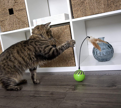 (2 Count) (2) 2 Count SmartKat Feather Whirl Electronic Motion Wand Cat Toys, Includes Extra Wands, Battery Powered