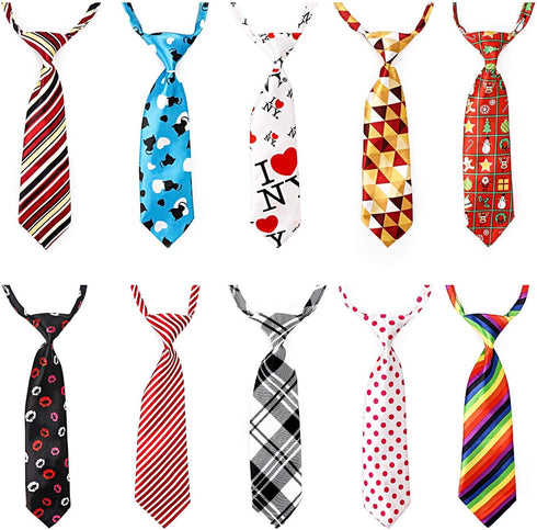 Segarty Dog Neckties - 10 Pack Adjustable Bow Ties for Medium Large Dogs, Grooming Accessories for Valentines Holiday
