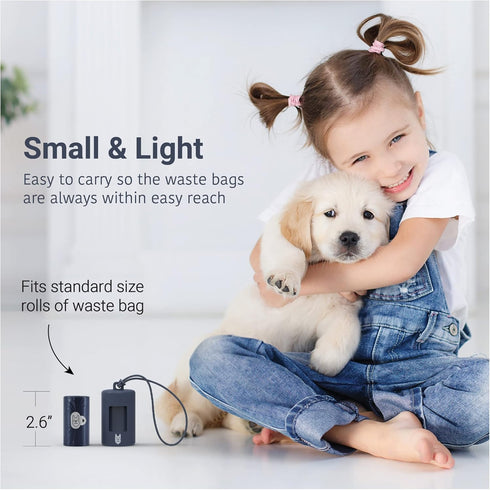 SVD.PET Dog Poop Bag Dispenser, Retractable Waste Bag Holder, Lightweight with Stretchy Strap for Any Dog Leash (Black)