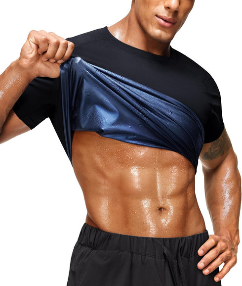 Junlan Sauna Shirt for Men -Waist Trainer Vest Gym Top for Running