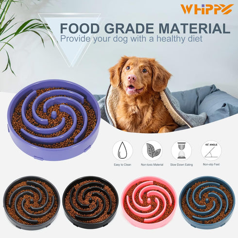 Slow Feeder Large Dog Bowls, Non-Slip Maze Puzzle Bowl for Healthy Feeding, Lavender Color