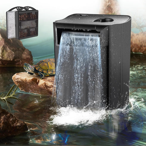 Upgraded Turtle Tank Filter, Adjustable Internal Aquarium Filters, Quiet Reptile Waterfall Filter for Shrimp Frog