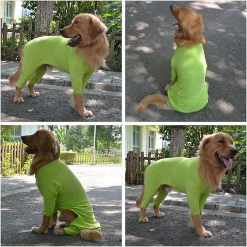 Lovelonglong Green Dog Pajamas, Lightweight Pure Cotton 4 Legs Jumpsuits T-Shirt PJS Costume for Large Medium Small