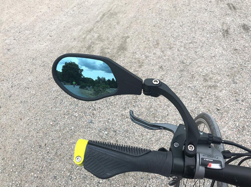 Hafny New Handlebar Bike Mirror - HD Glass Lens, Blast-Resistant, HF-MR088LS (Left Side, Blue Glass)